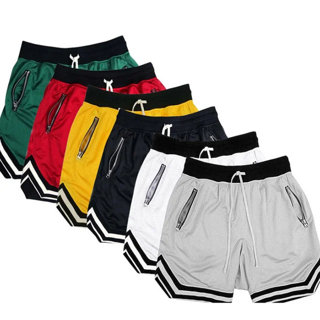 Men's Sports Basketball Shorts for Muscle Fitness Running Training Jogging Capris Breathable Quick Drying Zipper Pants 2