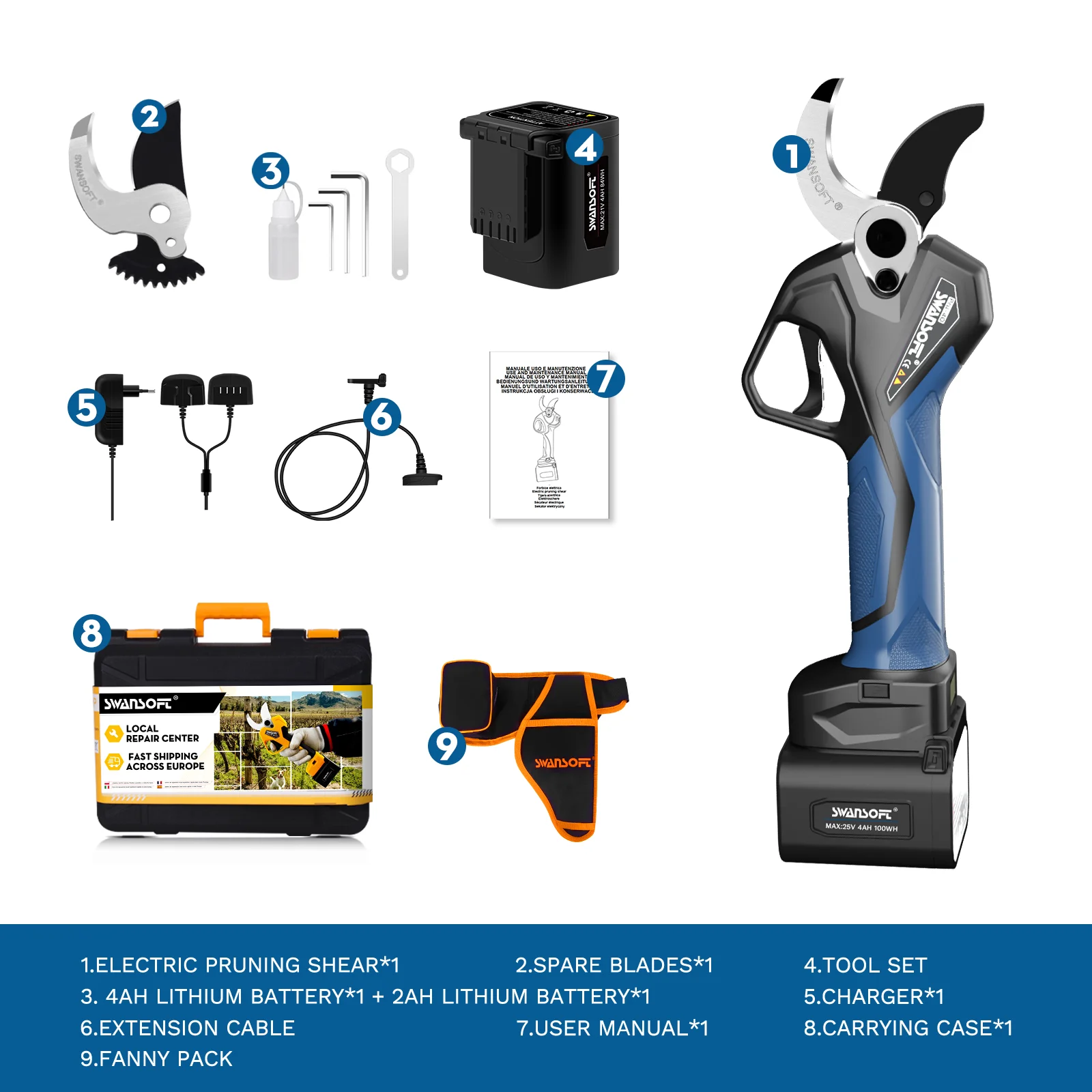 Swansoft Sw-Pru-40 Forbici Da Potatura A Batteria Forbici Elettriche Forbici Da Potatura Forbici Da Potatura A Batteria Forbici Elettriche A Batteria