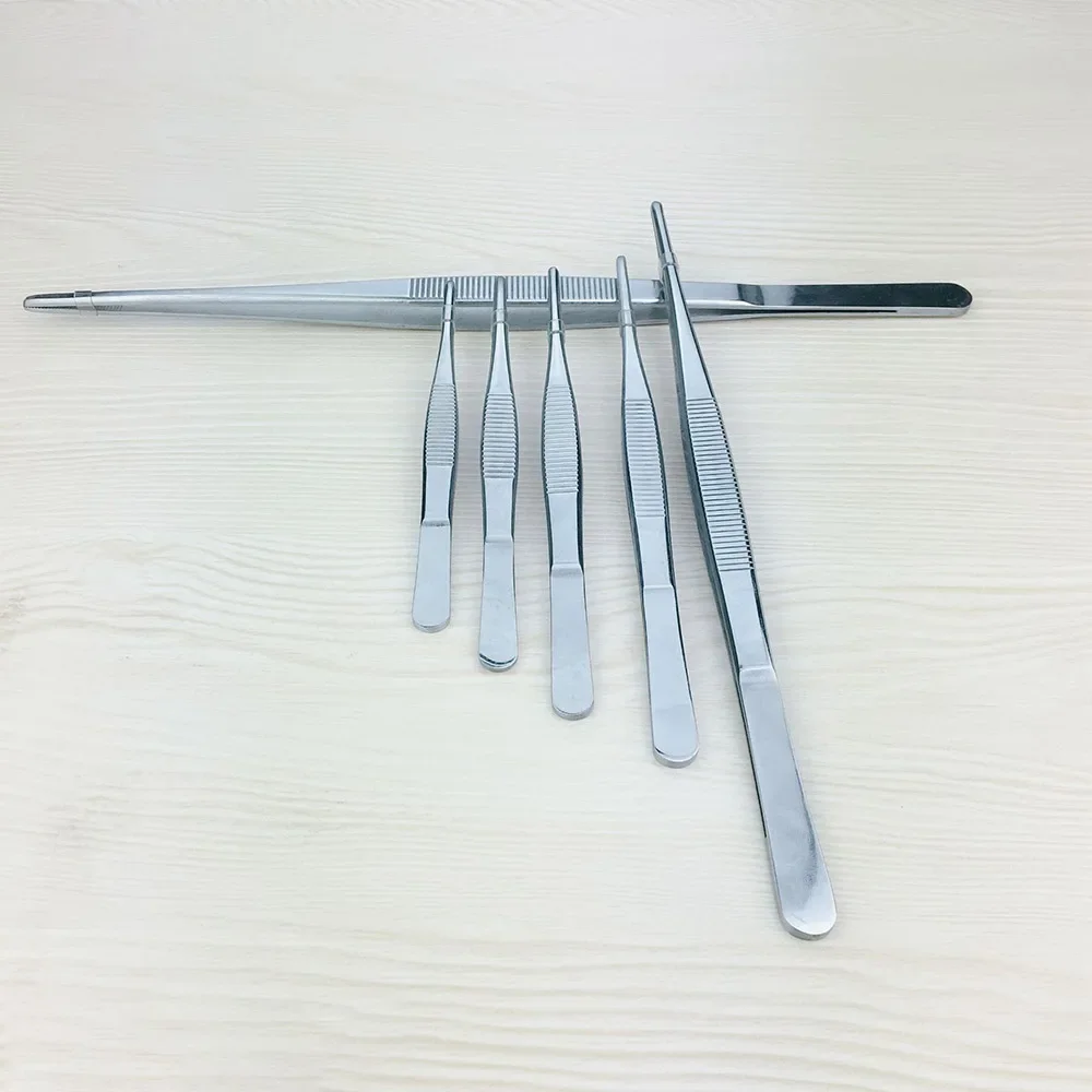 1Pcs 12,5/16/20/25/30CM Zahn Pinzette Gerade Pinzette Lange Grill Lebensmittel Tong Edelstahl hause Garten Küche BBQ Werkzeug – Detail 4