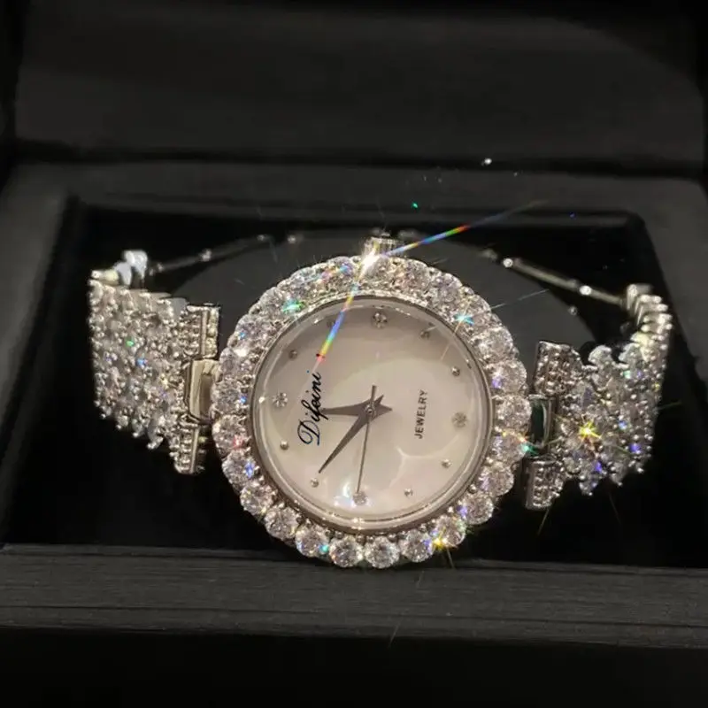New ins style fashionable rhinestone full diamond watch female student waterproof steel belt female watch bracelet pop-up