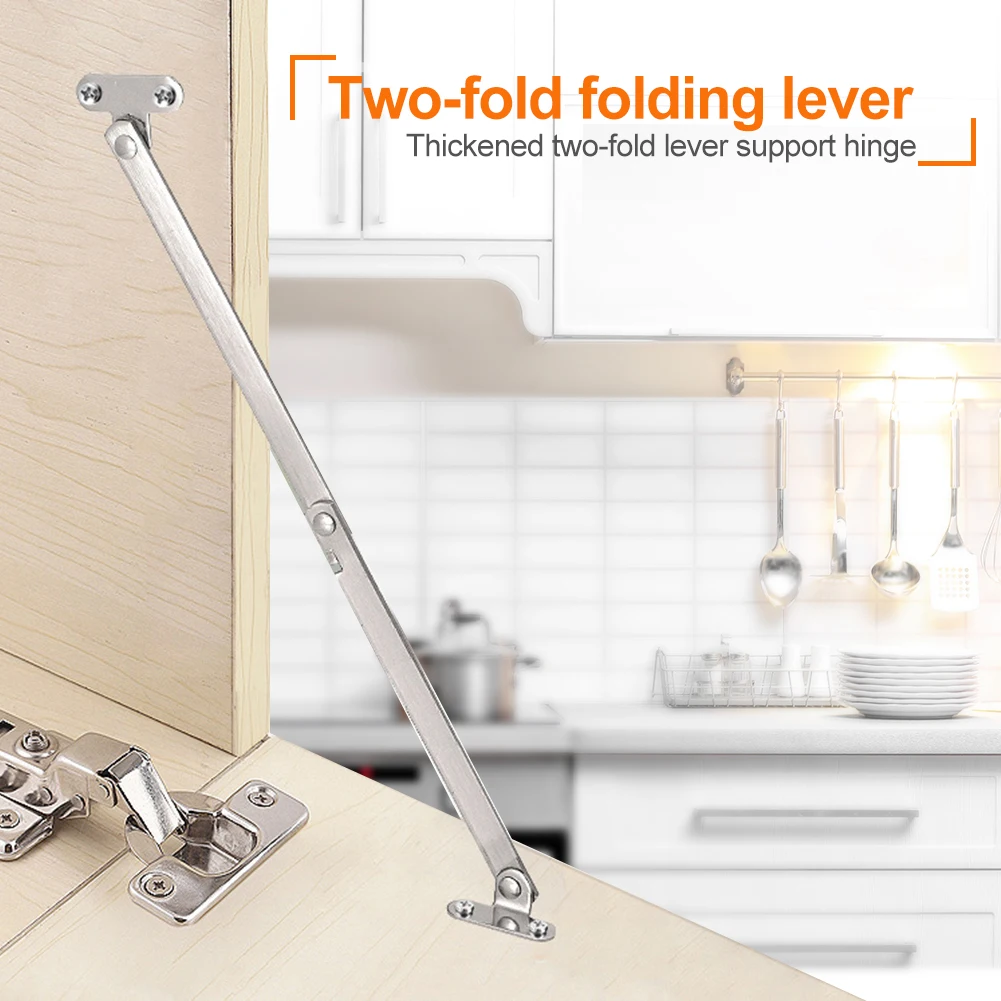2Pcs Cabinet Hinges Metal Folded Door Pivot Hinges Doors Close Lift Up Stay Support Hinges for Furniture Cabinet Cupboard Door