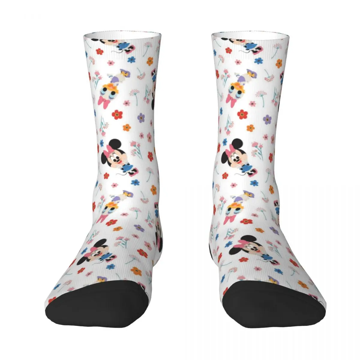 

Crazy Design Disney It's A Small World Minnie Daisy Soccer Socks Polyester Middle Tube Socks for Unisex Non-slip