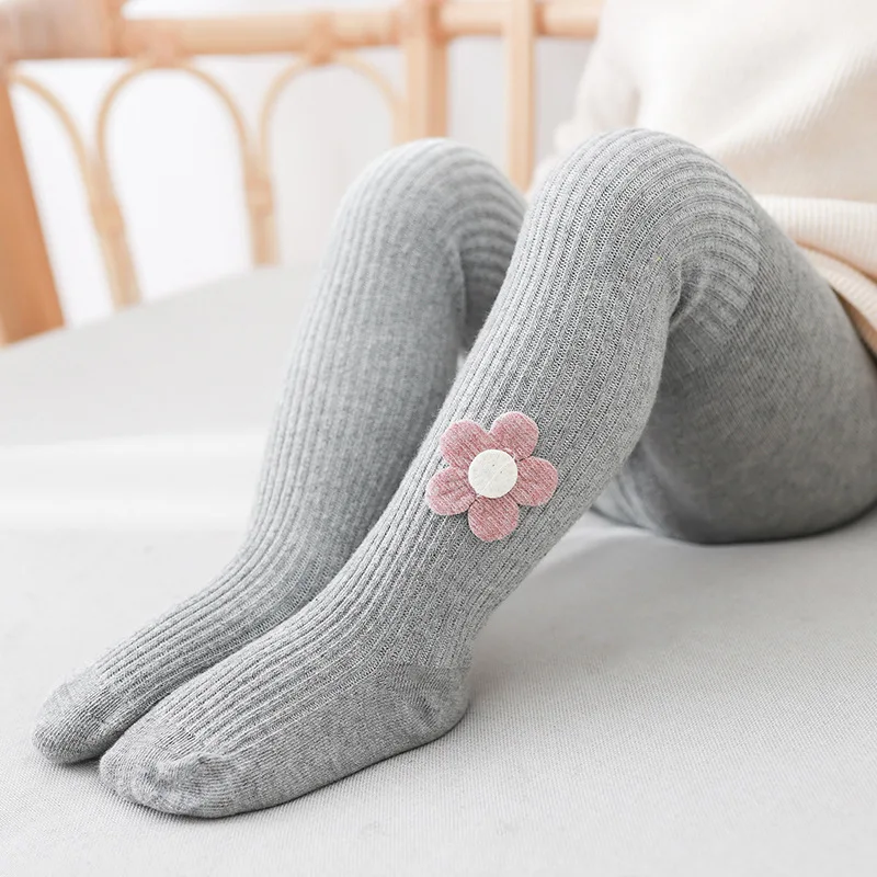 Medias de algodón con flores para bebés y niñas, pantis de moda para primavera y otoño