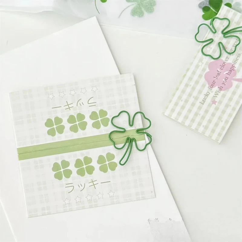 Binder Clips Paper Clips 10Pcs/set Sweet Korean Green Leaf Paper Clips Creative Design Fashion Binder Clip Cute Non-sticky Note Scrapbook Paper Clip