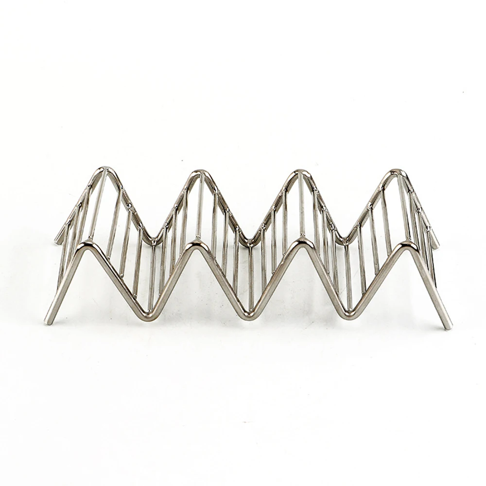 Stainless Steel Taco Holders Rack Mexican Food Hard Stand Holds Soft Shells Wave Shape Kitchen Tool Restaurant Food Display