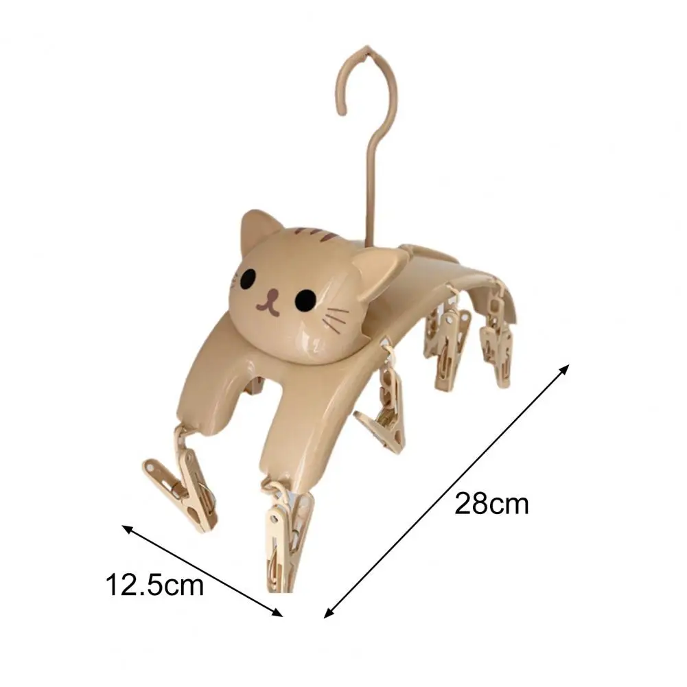 10 Clips Cat Shape Cartoon Drying Rack Useful Rotatable Multi-Use Hanger Rack Laundry Clip Lightweight No Odor clothes hanger,windproof clothespins,trousers clip