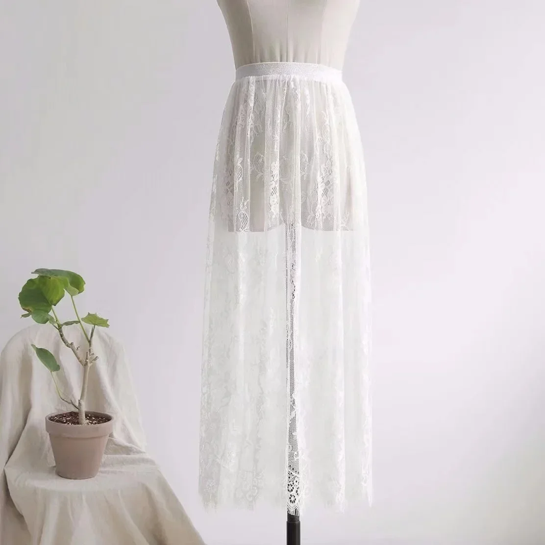 Summer Half Slips for Wome High Waist Lace Basic Skirt Underdress Loose Half Slips Underdress Underskirt Petticoat Ladies Slips
