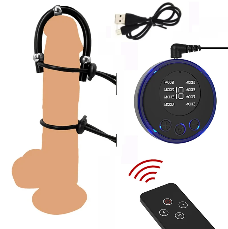 Remote control Electric Shock Penis Enlargement Massage Steel Ball Rings Electro Cock Rings Enlargers &Pump Sex Toy For Men Gay