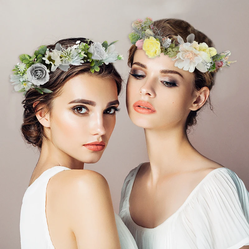 Couronne de Fleurs pour Femme, Bandeau de Sauna, Diadème