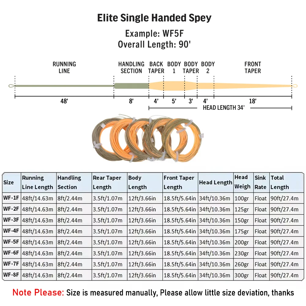 Enhanced Fly Fishing Line, 90ft with 2 Welded Loops in Peach/Camo