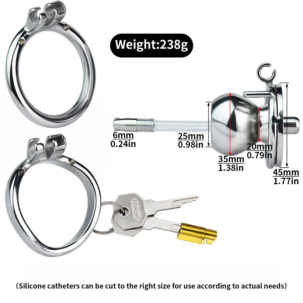 FRRK Negative Male Chastity Cock Cage with Silicone Urethral Dilator PU Band Belt Penis Rings Adults Sex Toys Femboy Sexual Shop
