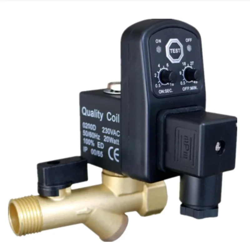 220V 1/2" Automatic Timer Compressor Condensate Drain Timer Solenoid Valve
