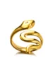 Bagues serpent en acier inoxydable plaqué or 316L pour femmes et hommes, anneau ouvert et réglable, bijoux esthétiques gothiques Vintage