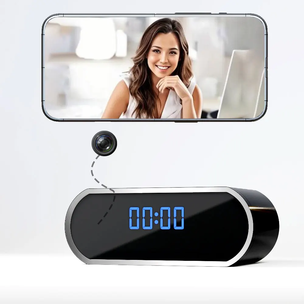 Mini Camera Clock Full HD 1080P Wireless Wifi Control IR Night Vision View DVR Camcorder Home Surveillance Monitor Video