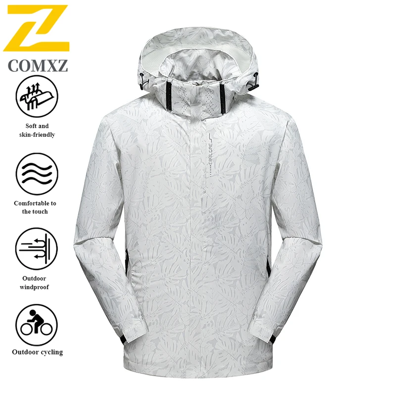 EiAO Jacket  Camo  Men Women Waterproof Windproof Detachable Hood Outdoor Coat Maple Leaf Print for Hiking Camping Fishing 2025