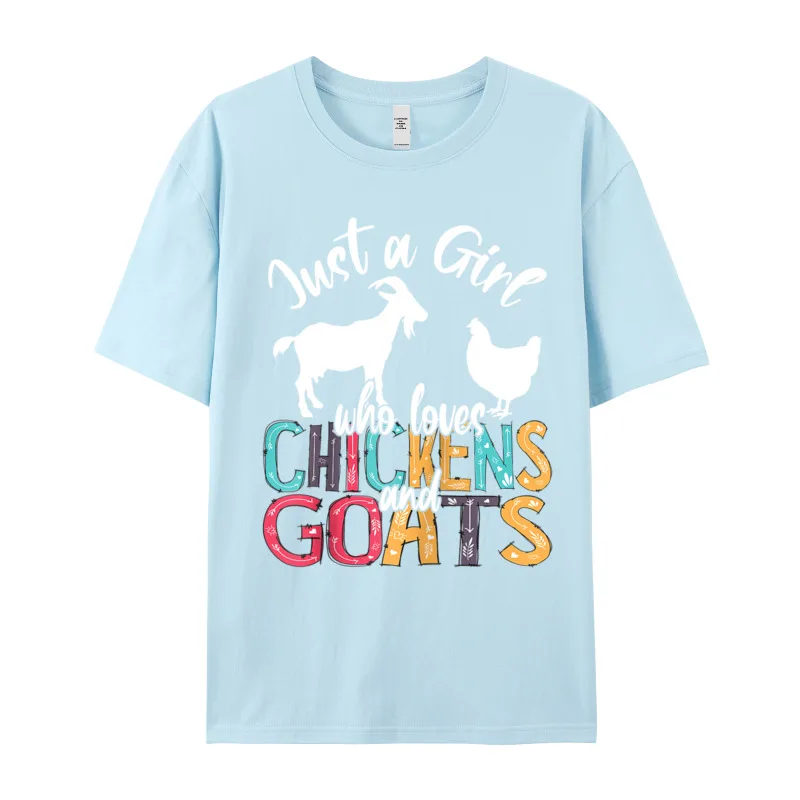 Cute Just A Girl Who Premium Cotton Tees Grandpa Slogan T-shirts Funny Special O-Neck Tee Shirt Short Sleeve  Cute Just A Girl Who Loves Chickens Goats Farmer Girls Gift Raglan Baseball Tee light