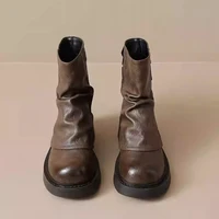 2025 New Women's Platform Ankle Boots - Buckle Detail Retro Chunky Heel Booties,Fall/Winter Fashion Low-Cut Boots - Image 5