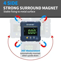 SHAHE 4*90°Digital Angle Finder Electronic Angle Gauge with 4-Side Magnet Large LCD Digital Level Box Protractor Bevel Gauge 2