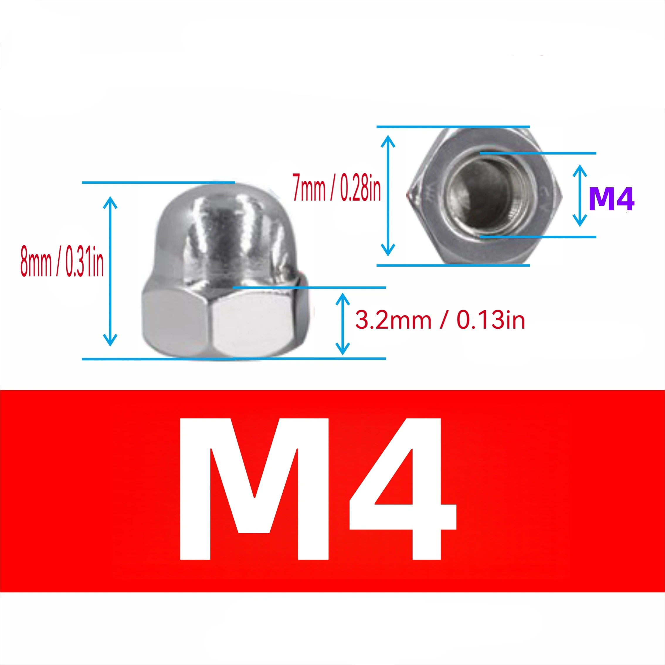 Stainless Steel Acorn Nuts DIN1587 Domed Cap Nuts M3 M4 M5 M6 M8 M10 M12 for Furniture Automotive Decorative Use