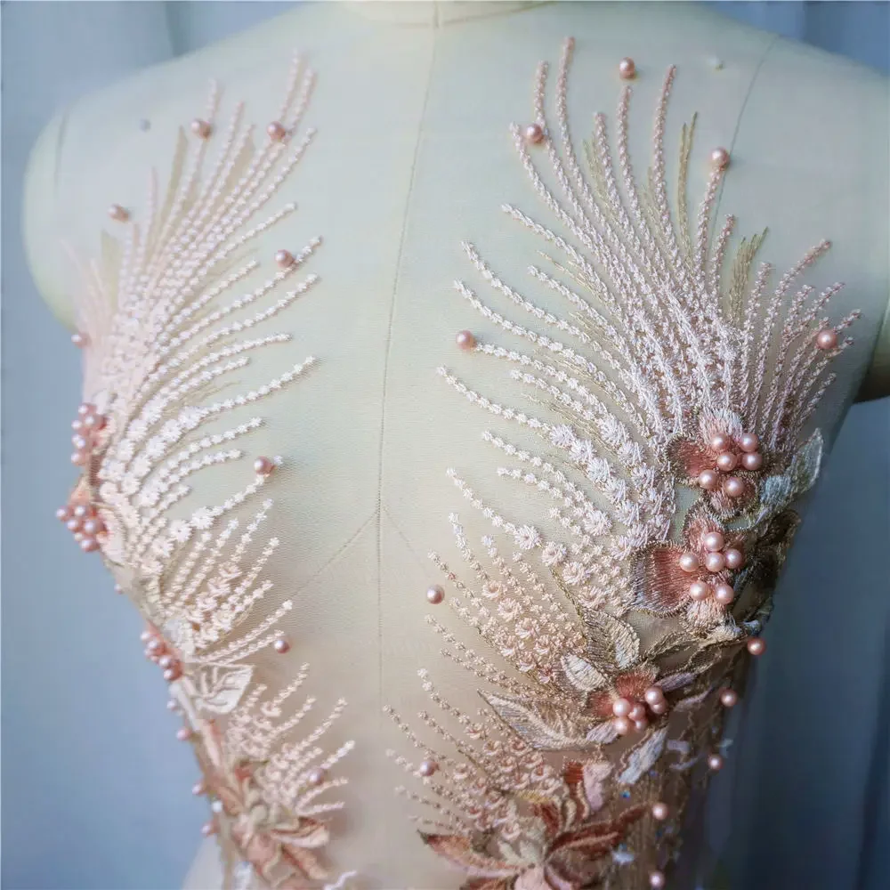 5 metri di nastro di pizzo con perle, in tulle plissettato, pizzo all'uncinetto, nastro decorativo per fai da te, cucito, vestiti, gonna, decorazione da tavolo, matrimonio, abito da sposa, 6 cm