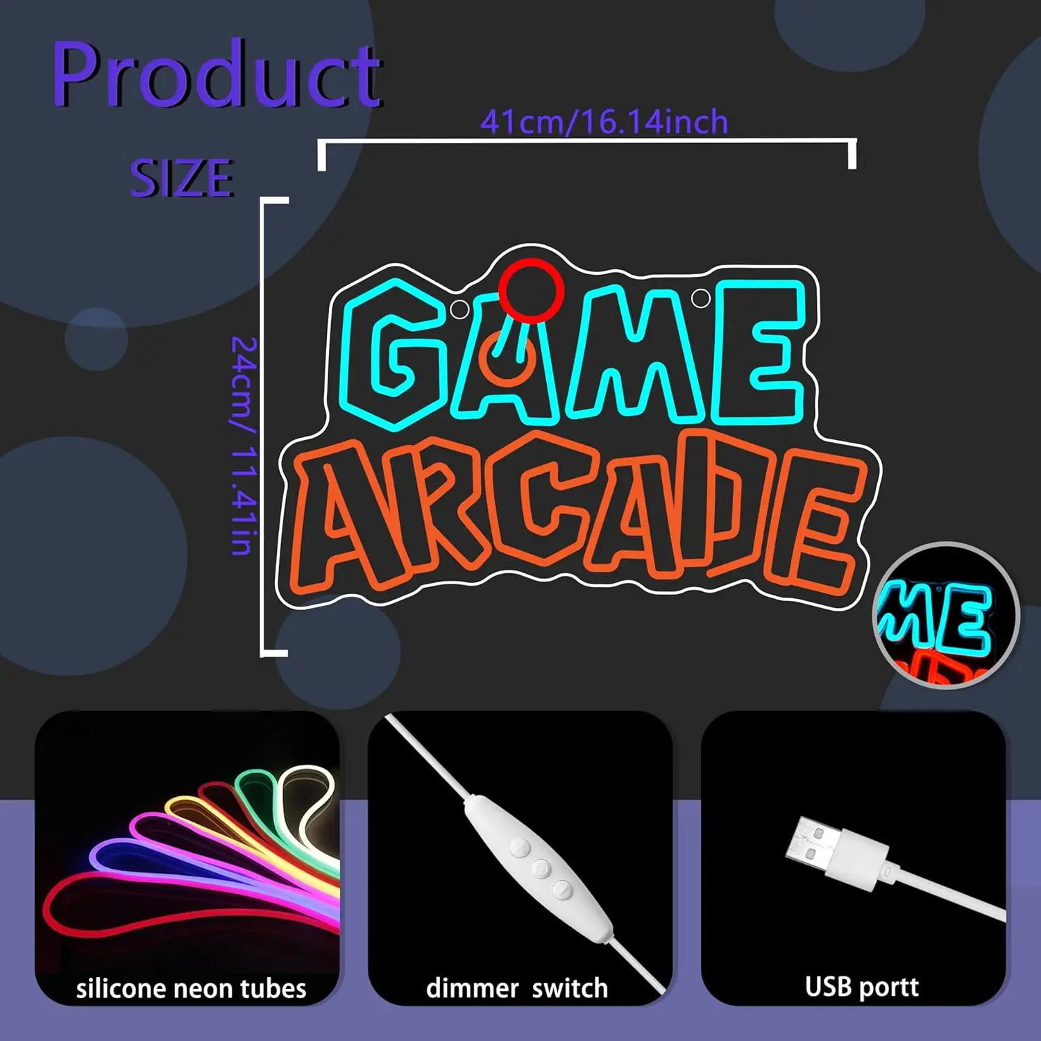 JIURUIFFC Gioco luci al neon, icona del gioco LED decorazione parete al neon, alimentata da USB,sala giochi,soggiorno,giocatore grotta luci al neon,un dono personalizzato