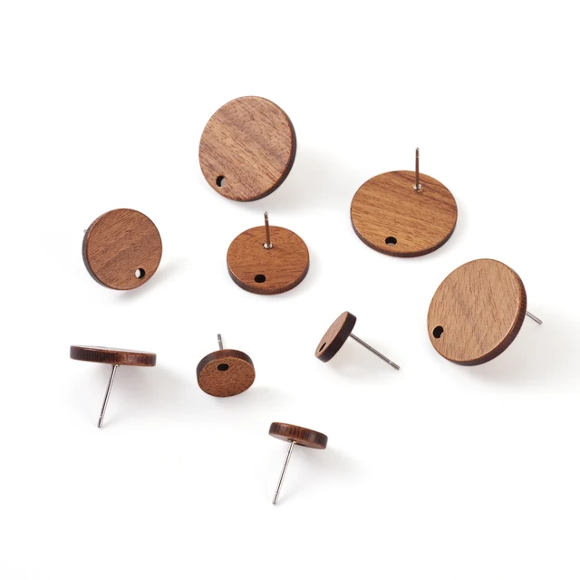 Wooden Stud Earring Findings Jewelry Making  Walnut Wood Earring Base  Connector - Earring - Aliexpress