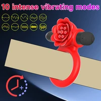 Rose Penisring Sexspielzeug für Männer 10 Vibrationen Vergnügen Penisringe Vibrator Klitoris Nippel G-Punkt Stimulator Erwachsene Paare Waren 6