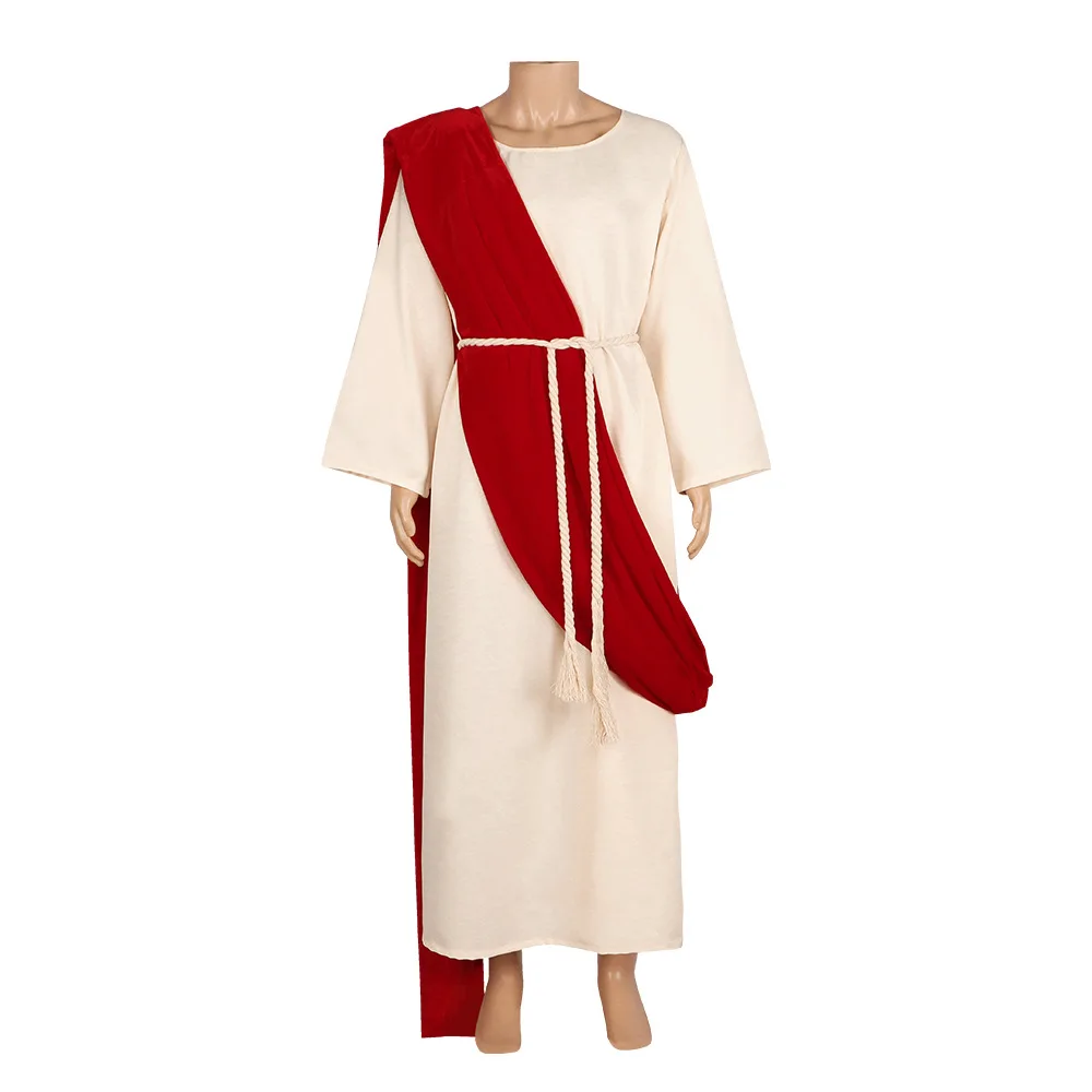 

Men's Missionary Costume Biblical Religious Christ Robe Medieval Warrior Uniform Halloween Masquerade Gown Easter Priest Outfits