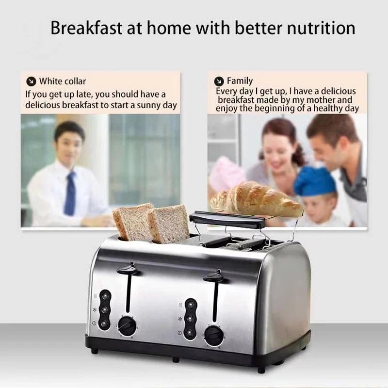 PBOBP 2 Slices Bread Toaster For Sandwiches Waffles Extra Wide Slot Toasters Electric Kitchen Double Oven 120V Mini Toaster 4
