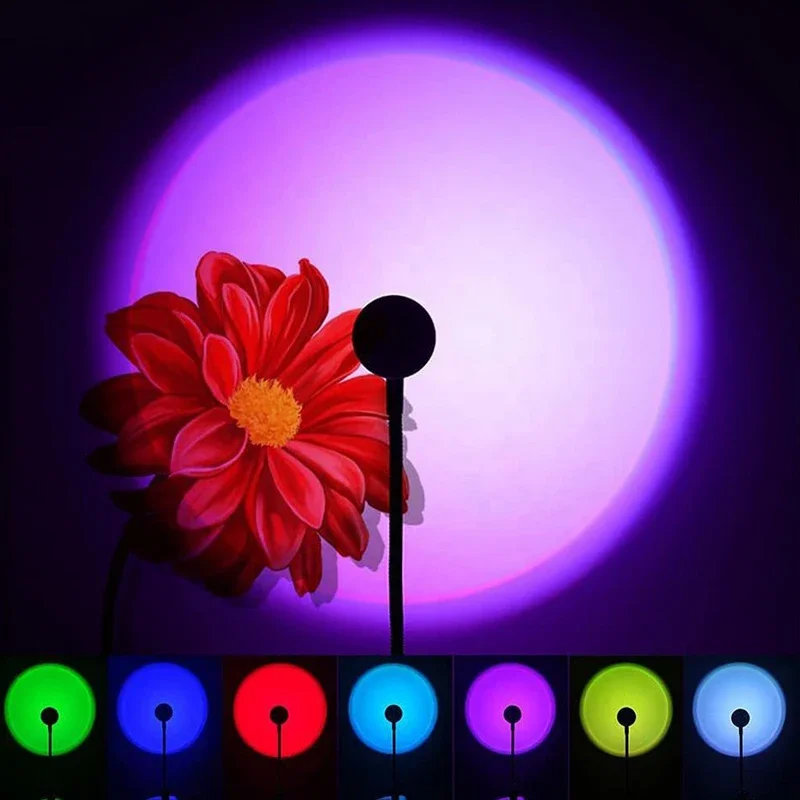 선셋 램프 LED USB 레인보우 네온 무드등 프로젝터 사진 촬영 벽 분위기 조명 침실 방 꾸미기 선물