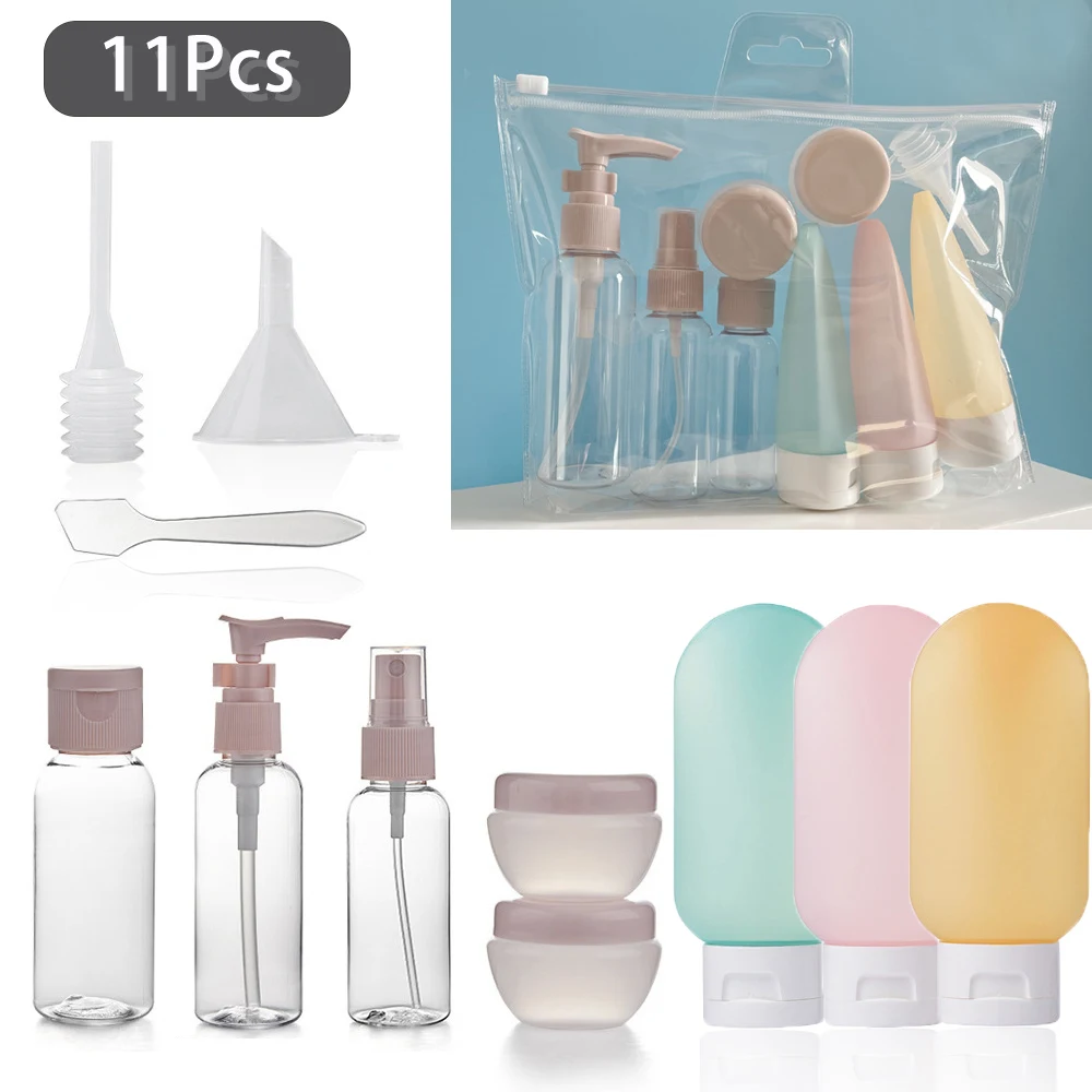 

3/8/11Pcs Travel Bottle Set Spray Lotion Shower Shampoo Bottles Empty Travel Container Jars Refillable Cosmetic Portable Tools
