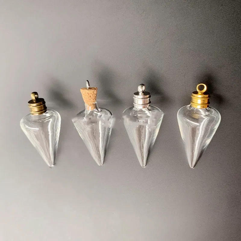 1/3/5X Mini Water Drop Wishing Glass Bottle With Cork/Cap Vial Pendant Handmade Jewelry Findings Glass Globe Vial Pendant Bottle