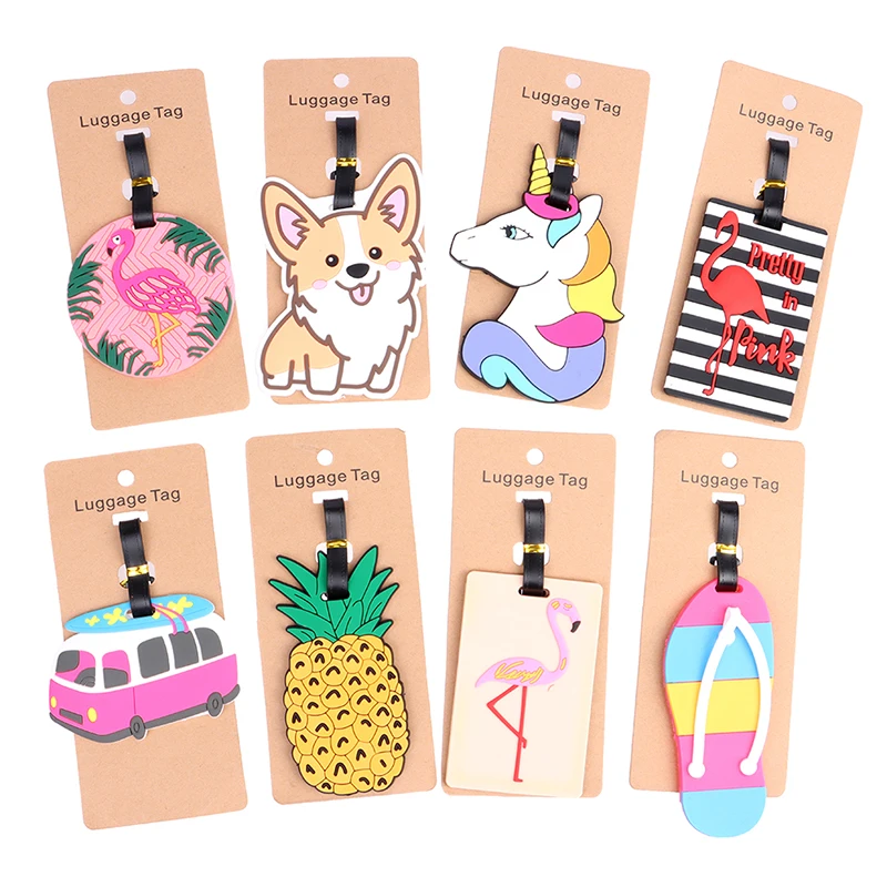 1PCS Luggage Tag Creative Cartoon Suitcase Fashion Style Silicon Luggage Name ID Address Label Portable Travel Accessories Label