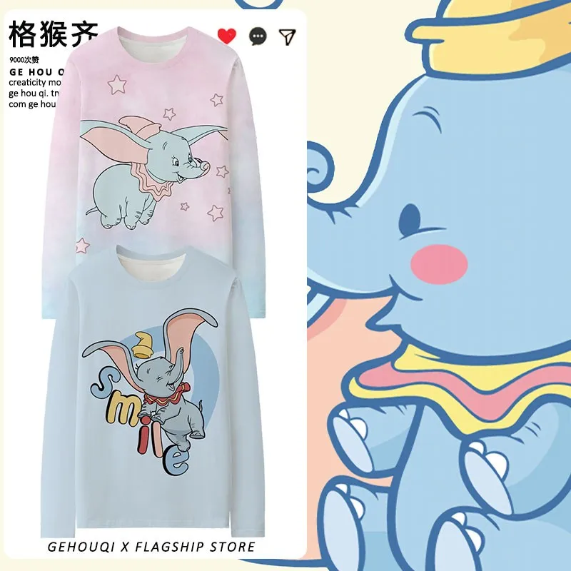 

Disney Dumbo Around Long-sleeved T-shirt Female Cartoon Cartoon Printed Clothes Small People All Match Children's Clothes