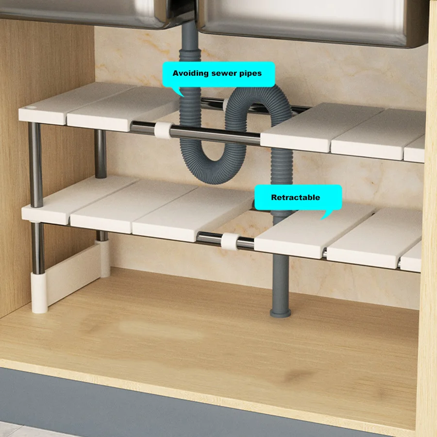Stackable Storage Rack Wardrobe Layered Partition Rack Telescopic Sink Holder Closet Sorting Shelves Wardrobe Clothing Organizer