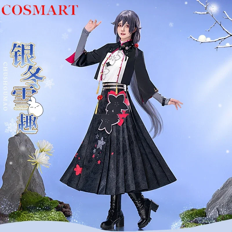 

COSMART Anime Honkai Impact 3rd Fu Hua Silver Winter Snow Fun Game Suit Lovely Cosplay Costume Halloween Party Outfit Women