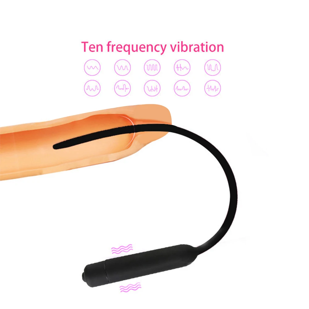 Male Penis Plug Vibrator Urethral Dilators 10 Speed Vibrating Insertion Urethral Plug Catheter Sounds penis sex toys