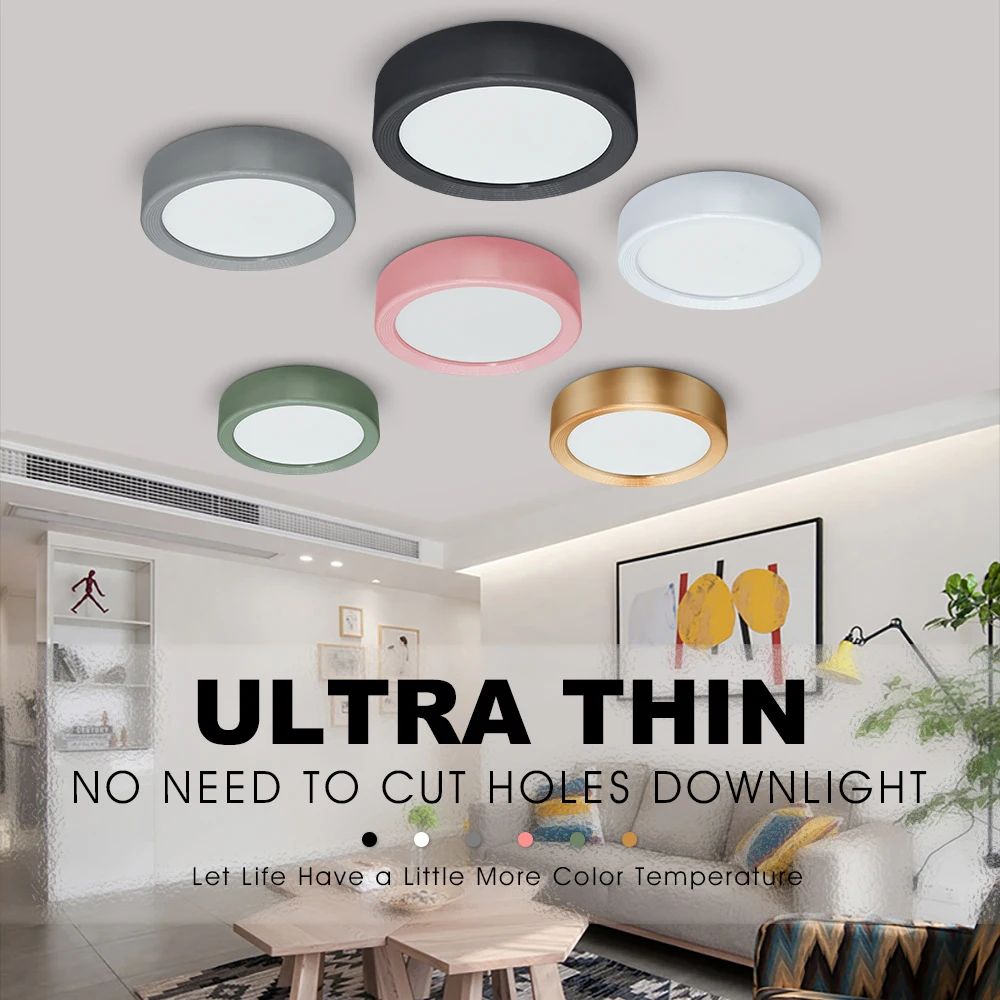 Colorful Surface Mounted Led Downlight 220V Led Spot Lights 5W 7W 10W 15W Round Ceillinght Down Lamp Lighting Fixture for Home