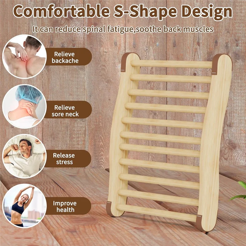 B50C 2 Pack Sauna Backrest Sauna Accessories, Sauna Backrest , Wooden Sauna Backrests Slip-Resistant And Ergonomic S-Shape