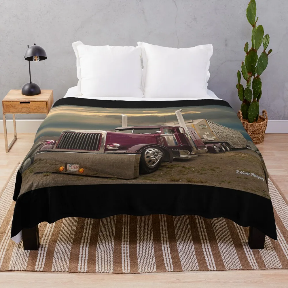 Purple Peterbilt Livestock Hauler Throw Blanket Cute Blanket Thin Wadding Blanket