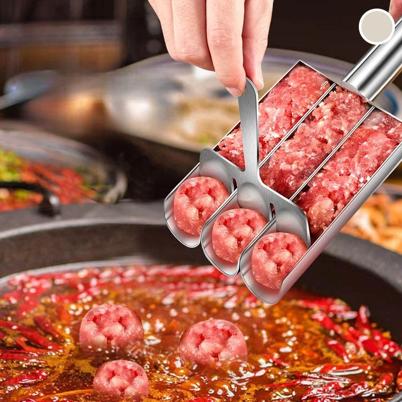 304 Stainless Steel Meat Ball Maker, Hot Pot, Shrimp Slider Mold, Pressed Meat Stuffing, Commercial Cooking Tools, Simple Househ
