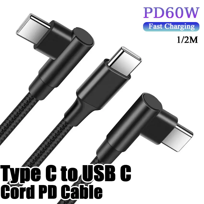 High-Efficiency 90-Degree USB-C PD Fast Charging Cable