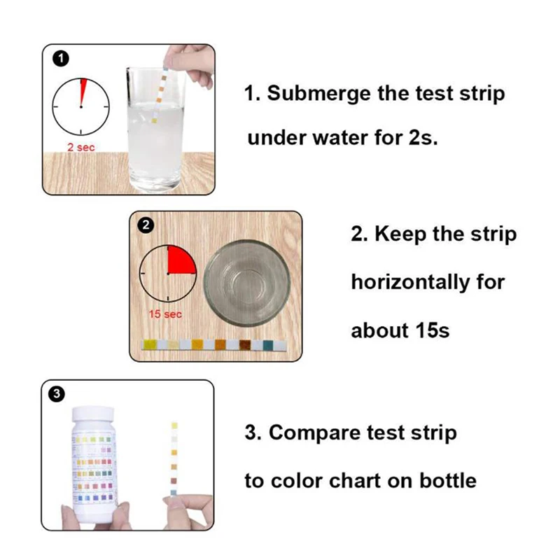 50pcs Water Test PH Strips Multipurpose 6-in-1 Water Tester Paper High Precision Easy Detection Aquarium Pool Accessories