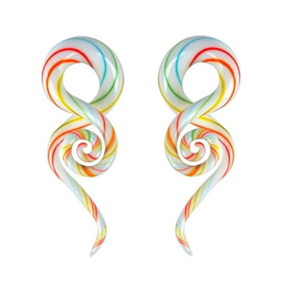 2 Stück Pyrex 5–16 mm Glas-Ohrstöpsel Tunnel Ohrspirale Kegel Knorpel Ohrring Messgeräte Expander Keil Flesh Piercing Schmuck – Detail 4