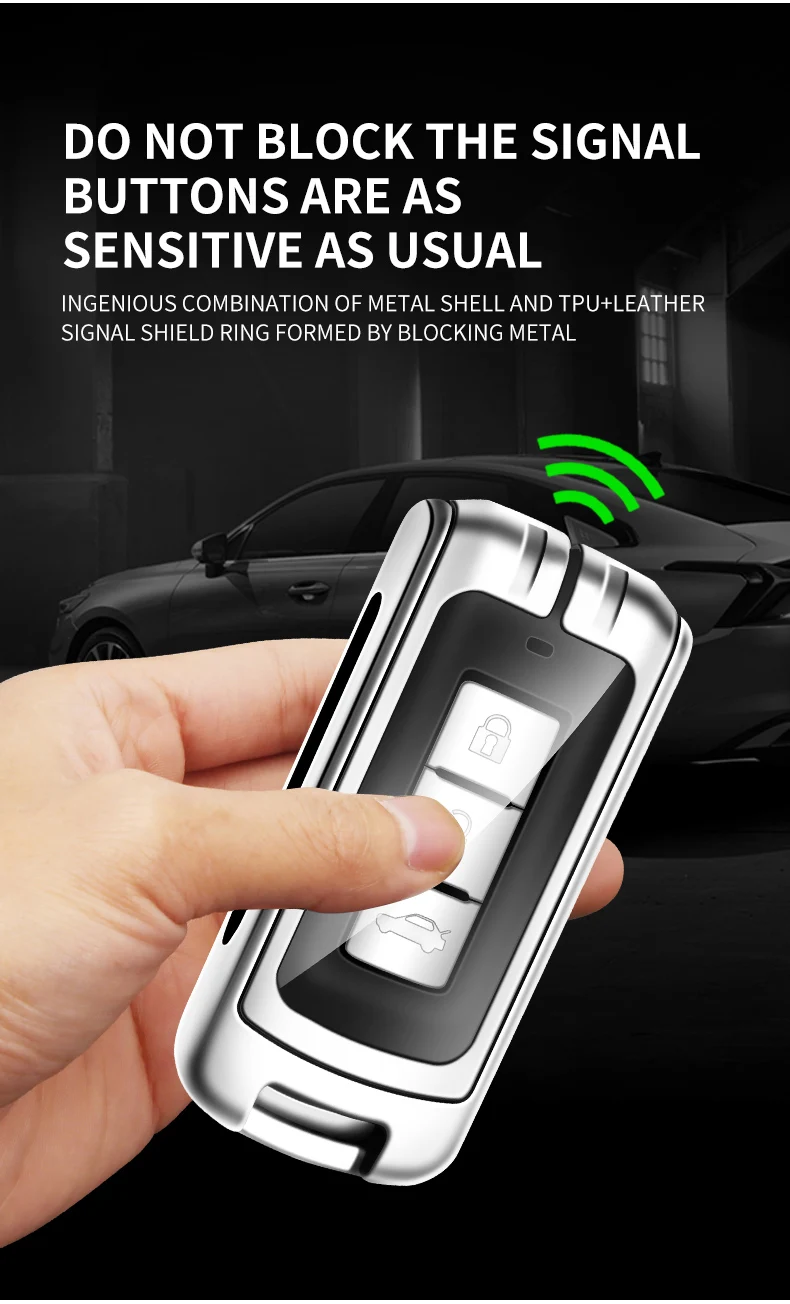 Custodia per chiave auto intelligente in pelle di metallo per Mitsubishi Outlander 3 ASX Colt Lancer 10 EX Grandis Pajero Sport Protector Fob - S6eb0c2f4c498470fbebf71126668d7e5n
