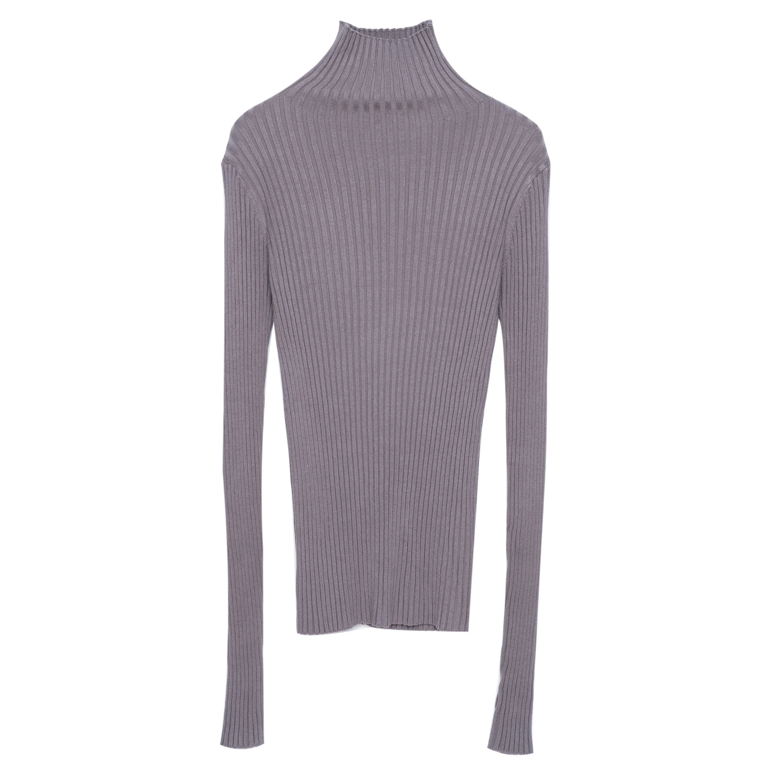Maglione a collo alto a costine Maglione da donna in cotone a