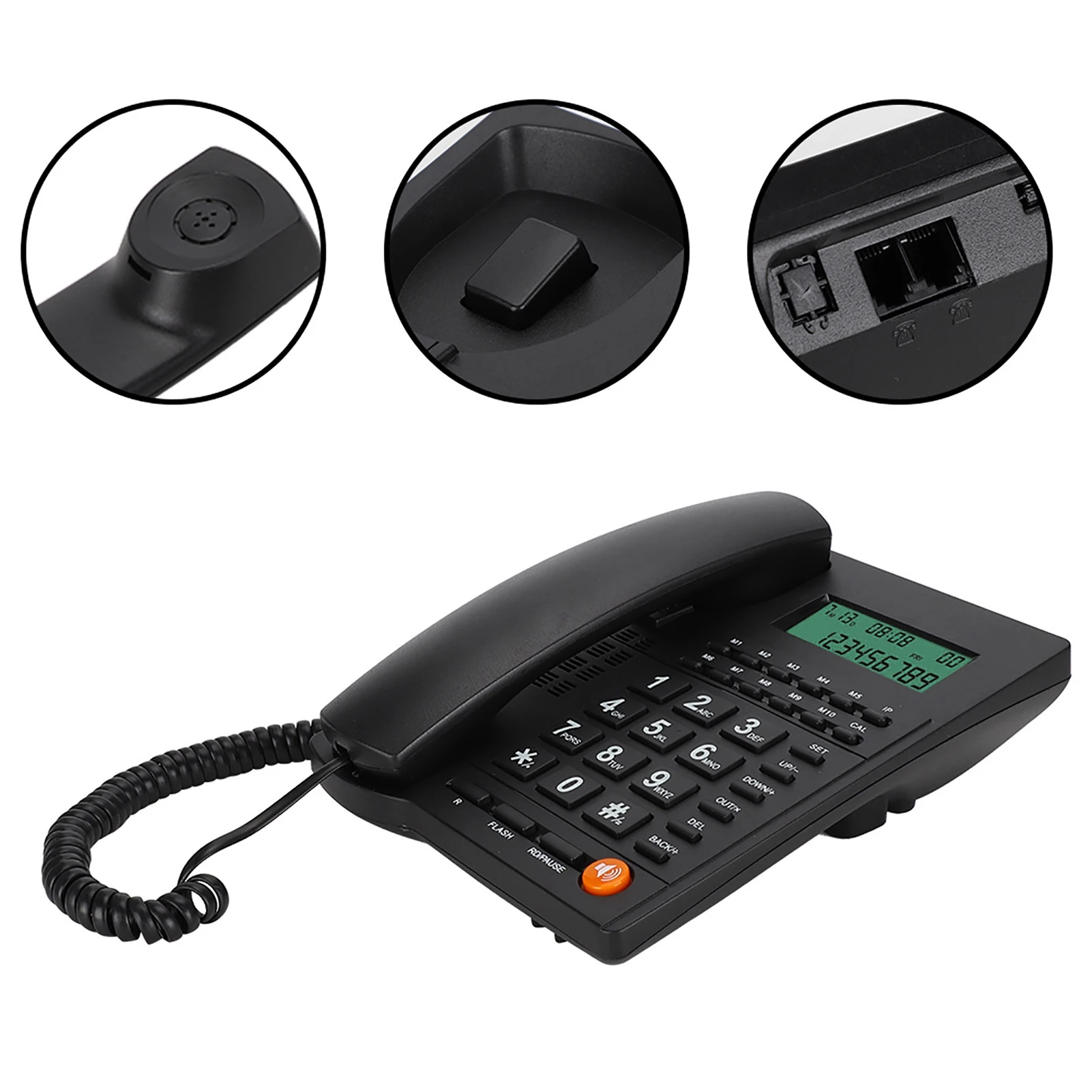 Caller ID Telephone Desk Telephone L019 3 English Trade Call Desk Display Caller ID Telephone for Home Hotel Restaurant Black