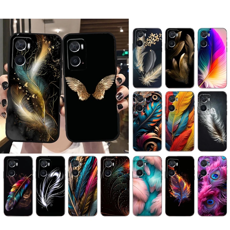 

Feathers Phone Case For OPPO Realme 10 Pro Plus GT 2 Pro X2 Pro XT C25S 8 7 6 Pro 6i GT Master C3 C21 C21Y X3 SuperZoom