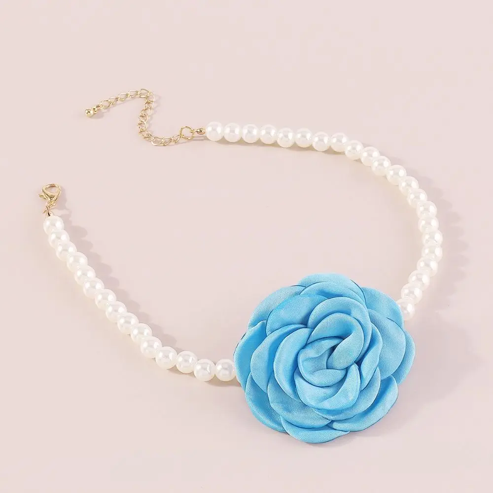 Fashion Pearl Bead Rose Choker Women's Necklace Retro Multi Color Rose Jewelry Necklace