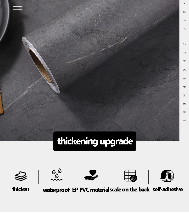 fosco engrossado castelo cinza mármore cinza placa de rocha adesivos prova dwaterproof água papel de parede cozinha bancada prova de óleo